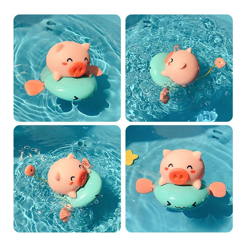 Wind Up Swimming Pig Bath Toy - Cute Piggy on Float Bathtub Toy for Toddlers, BPA Free Baby Bath Time Toy, Water Swimming Toy for Infants Boys Girls 1-3 Years