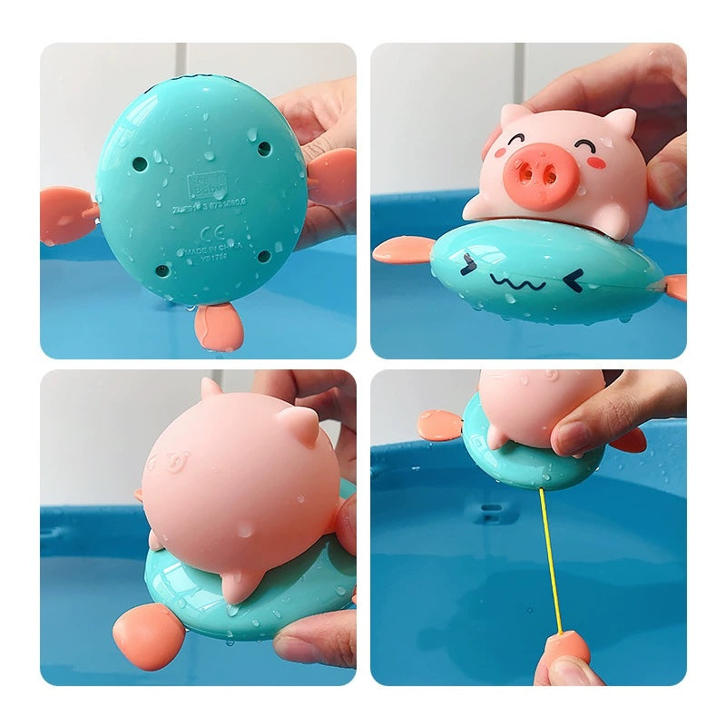 Wind Up Swimming Pig Bath Toy - Cute Piggy on Float Bathtub Toy for Toddlers, BPA Free Baby Bath Time Toy, Water Swimming Toy for Infants Boys Girls 1-3 Years