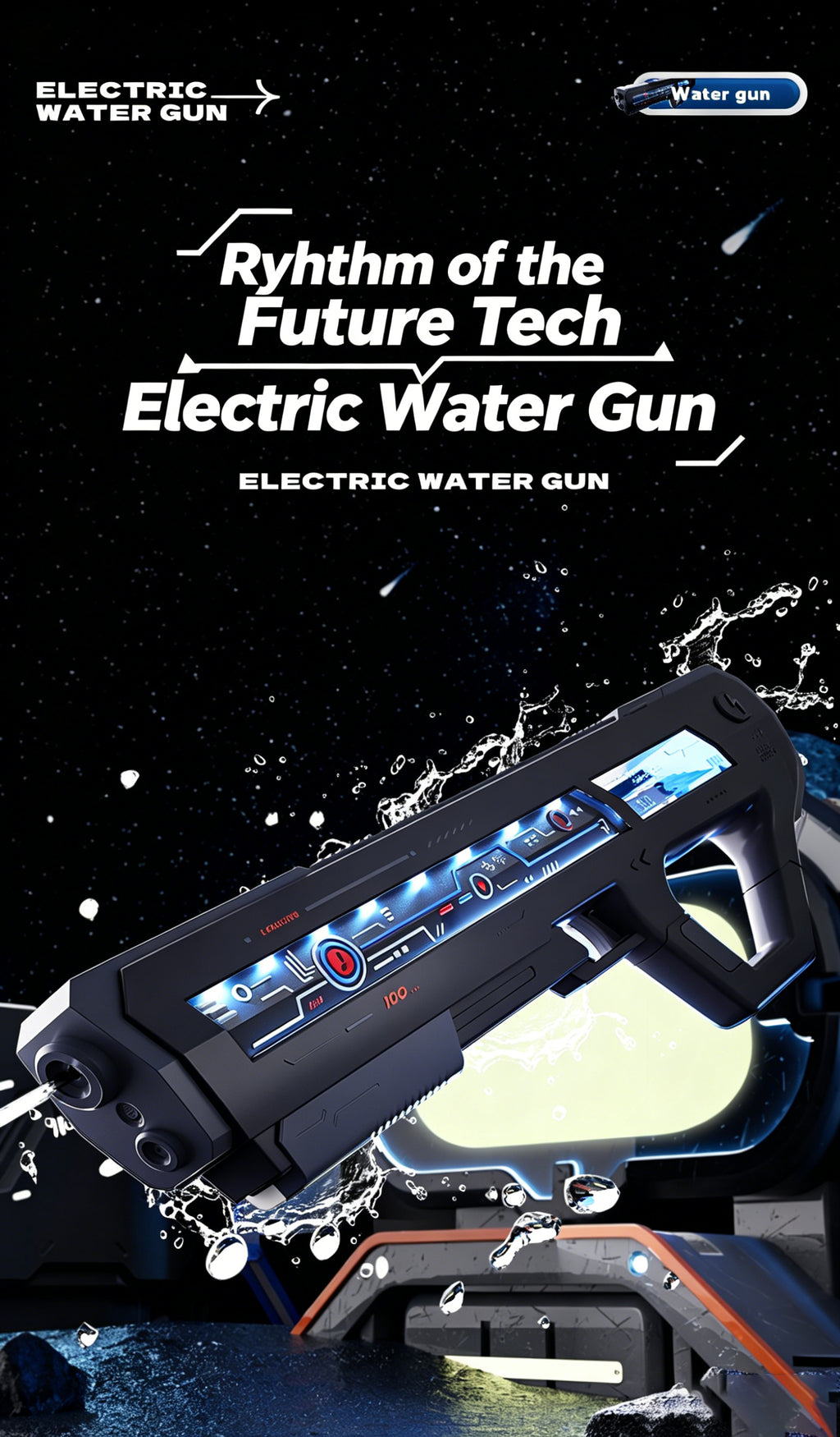 Futuristic Electric Water Gun with Auto Water Absorption, Full Auto Shooting & Long Range - Summer Outdoor Toy for Kids & Adults