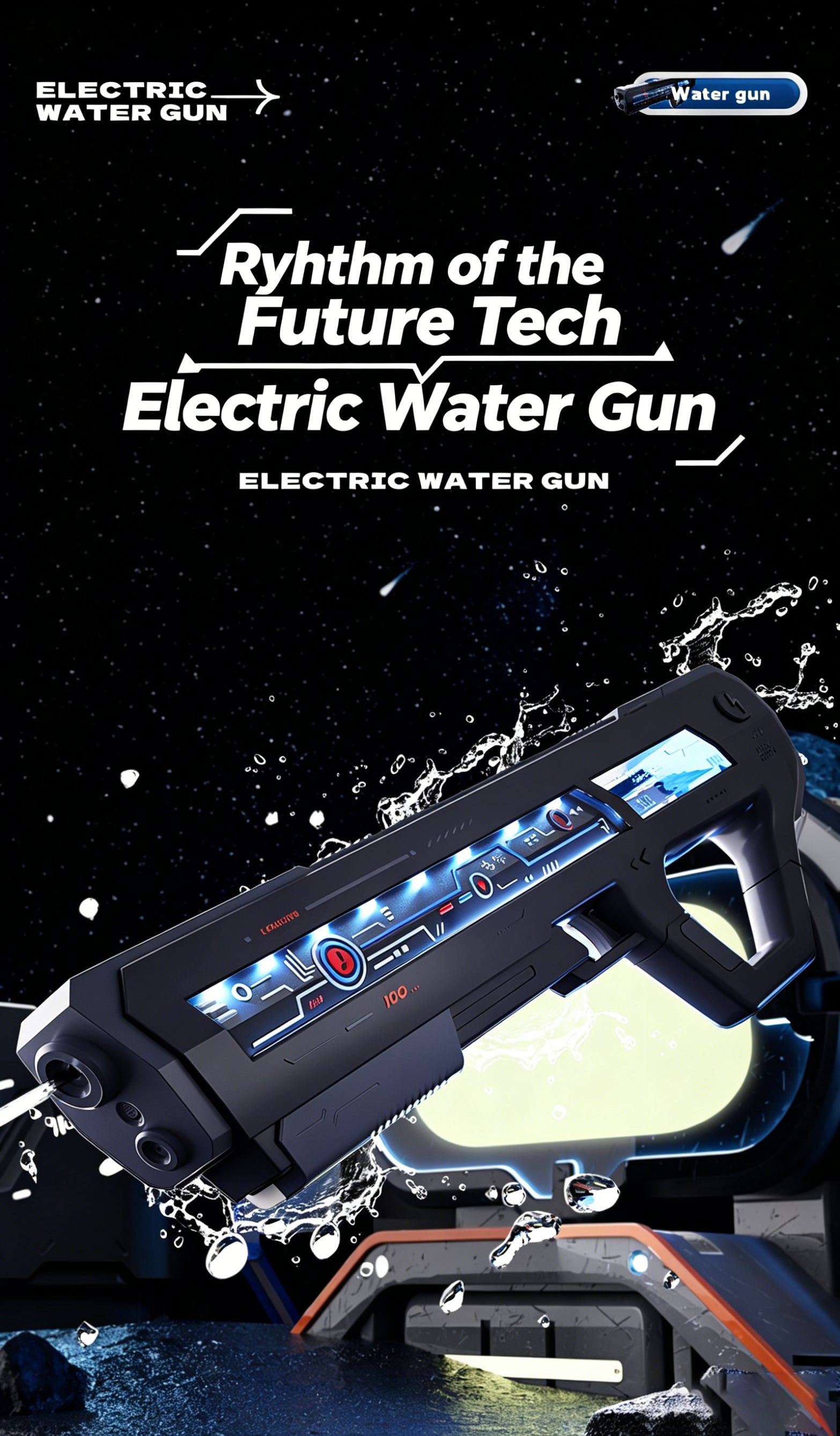 Futuristic Electric Water Gun with Auto Water Absorption, Full Auto Shooting & Long Range - Summer Outdoor Toy for Kids & Adults