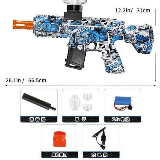 Graffiti Electric Water Bead Blaster Toy - AK/M4/MP5 Style Safe Splatter Ball Blaster for Kids Ages 6+, Outdoor Shooting Game Toy Gift