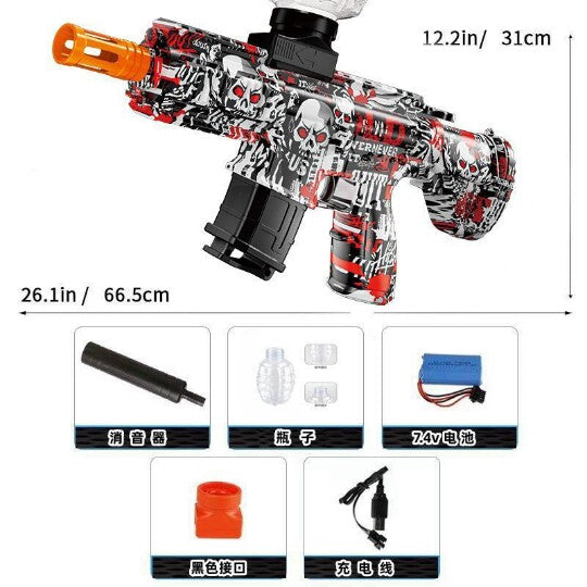 Graffiti Electric Water Bead Blaster Toy - AK/M4/MP5 Style Safe Splatter Ball Blaster for Kids Ages 6+, Outdoor Shooting Game Toy Gift