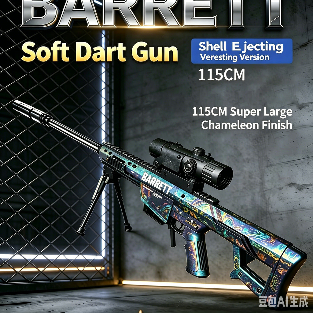 Barrett Shell Ejecting Soft Dart Gun, 115CM/45.3" Super Large Manual Bolt Action Sniper Rifle with Scope, Safe EVA Darts for Kids & Adults Outdoor Games