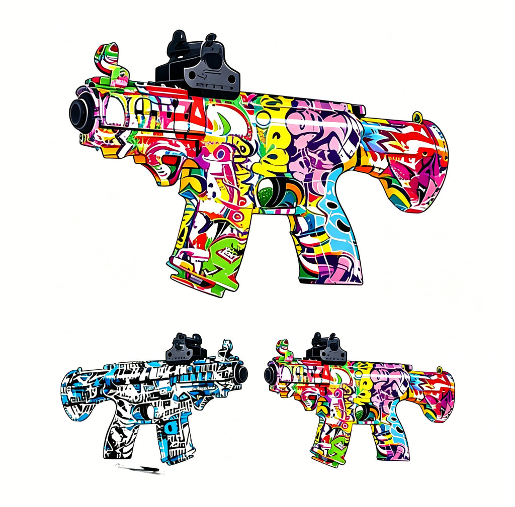 Graffiti Electric Water Bead Blaster Toy - AK/M4/MP5 Style Safe Splatter Ball Blaster for Kids Ages 6+, Outdoor Shooting Game Toy Gift