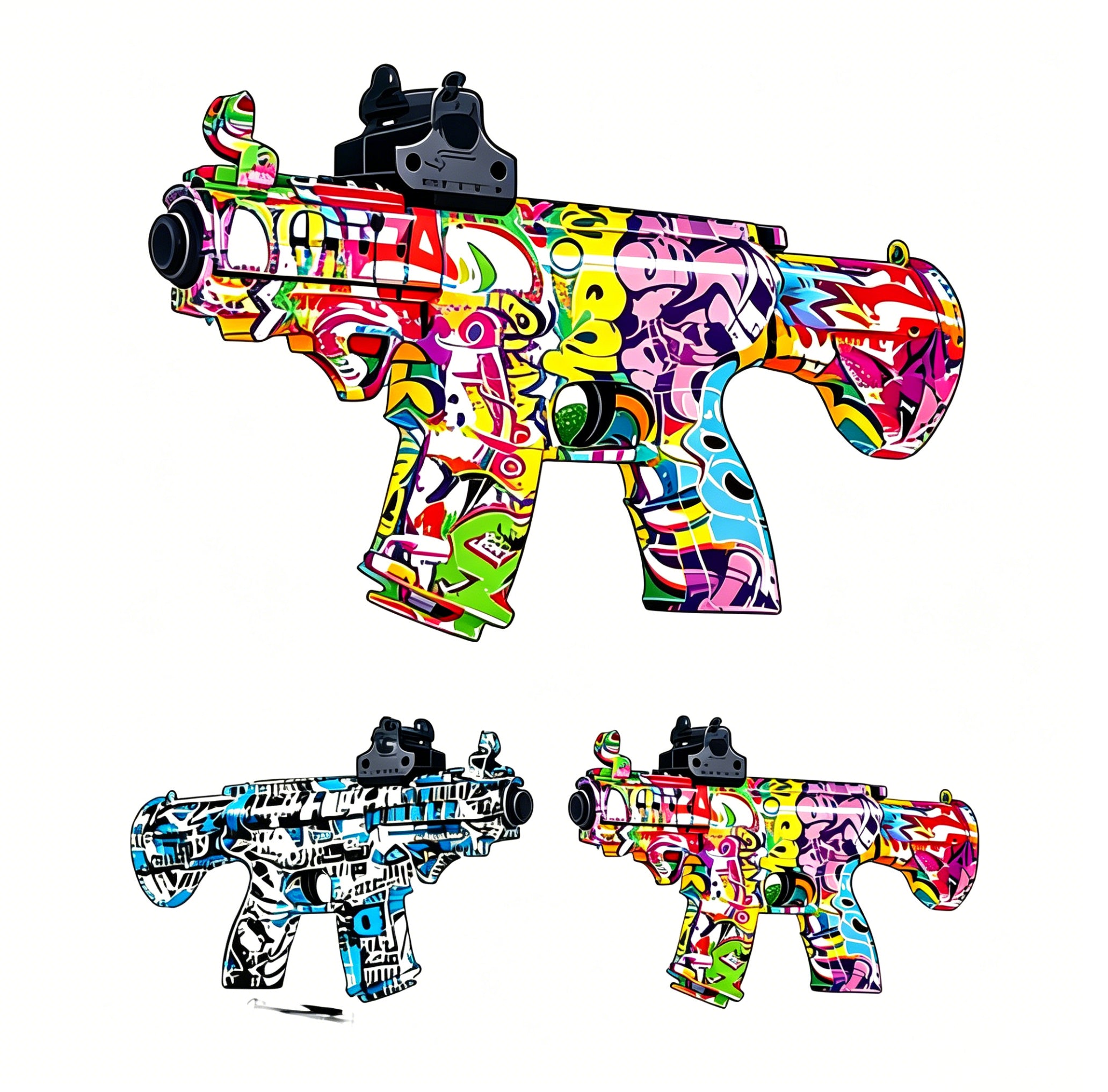 Graffiti Electric Water Bead Blaster Toy - AK/M4/MP5 Style Safe Splatter Ball Blaster for Kids Ages 6+, Outdoor Shooting Game Toy Gift