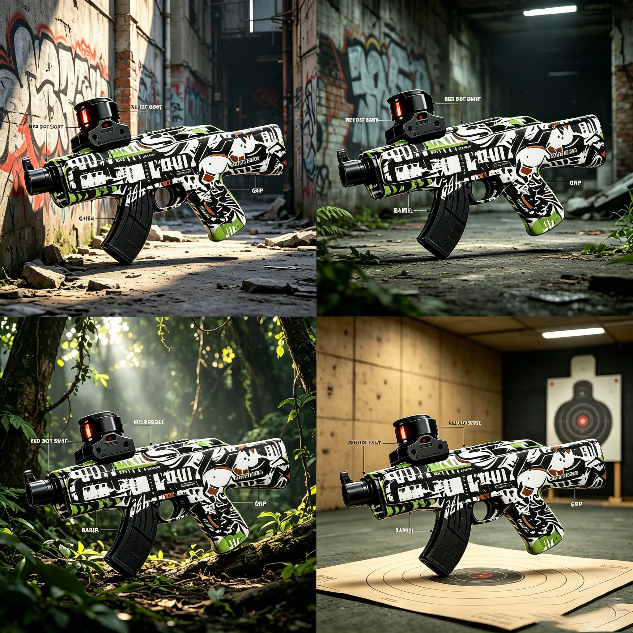 Graffiti Electric Water Bead Blaster Toy - AK/M4/MP5 Style Safe Splatter Ball Blaster for Kids Ages 6+, Outdoor Shooting Game Toy Gift