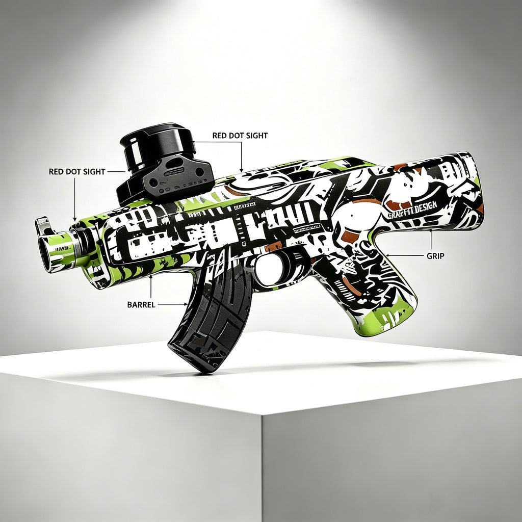 Graffiti Electric Water Bead Blaster Toy - AK/M4/MP5 Style Safe Splatter Ball Blaster for Kids Ages 6+, Outdoor Shooting Game Toy Gift