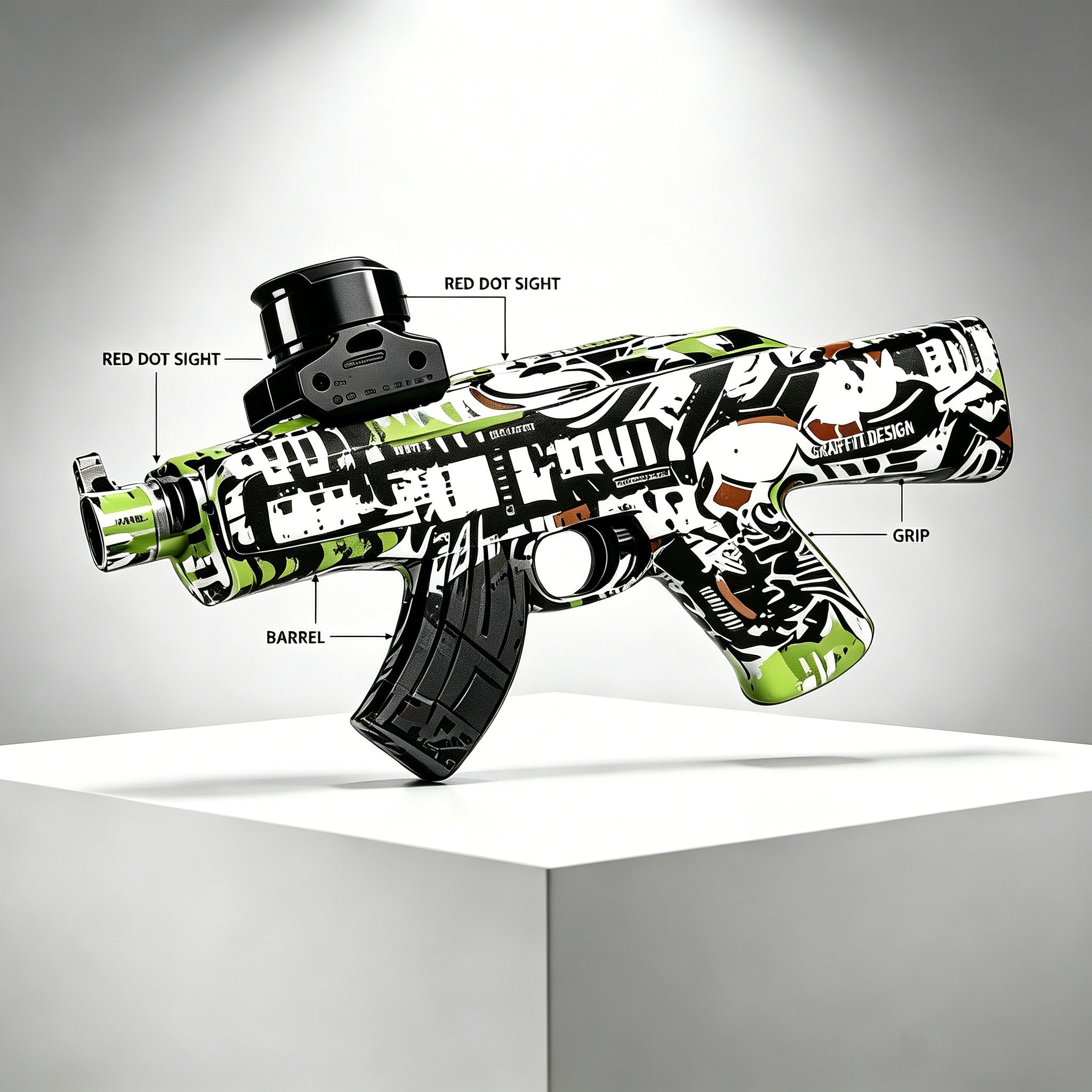 Graffiti Electric Water Bead Blaster Toy - AK/M4/MP5 Style Safe Splatter Ball Blaster for Kids Ages 6+, Outdoor Shooting Game Toy Gift