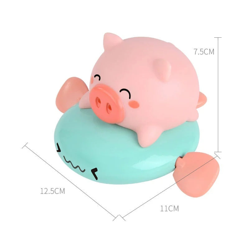 Wind Up Swimming Pig Bath Toy - Cute Piggy on Float Bathtub Toy for Toddlers, BPA Free Baby Bath Time Toy, Water Swimming Toy for Infants Boys Girls 1-3 Years