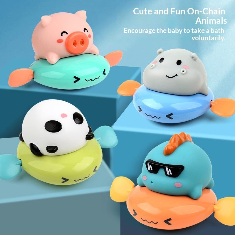Wind Up Swimming Pig Bath Toy - Cute Piggy on Float Bathtub Toy for Toddlers, BPA Free Baby Bath Time Toy, Water Swimming Toy for Infants Boys Girls 1-3 Years