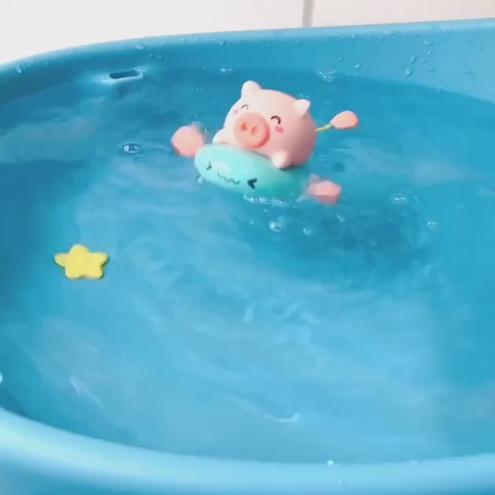 Wind Up Swimming Pig Bath Toy - Cute Piggy on Float Bathtub Toy for Toddlers, BPA Free Baby Bath Time Toy, Water Swimming Toy for Infants Boys Girls 1-3 Years